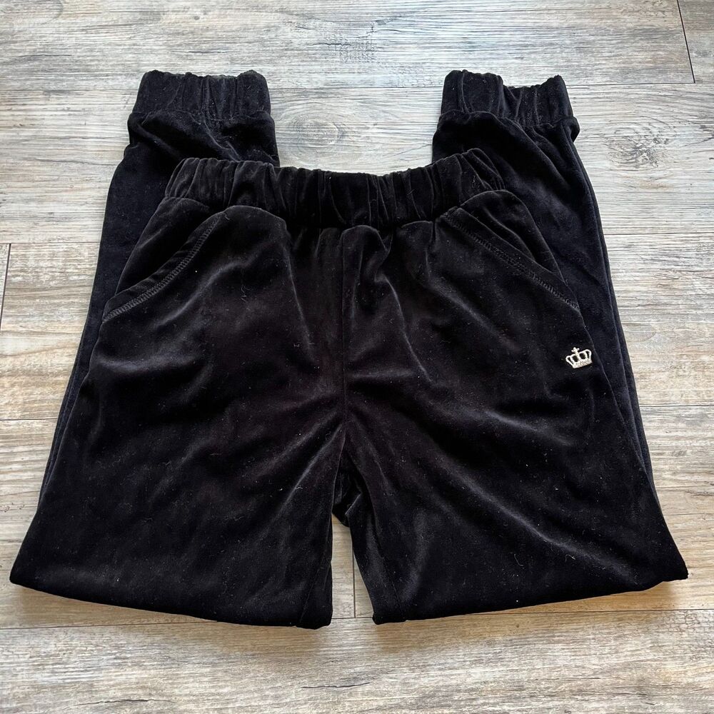 Juicy Couture Joggers XS Capris Velvet Black Y2K Glam